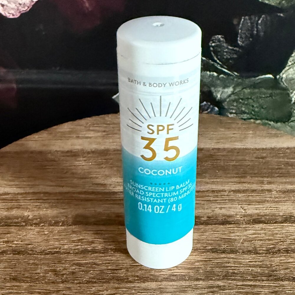 3/$20 SALE - NEW SPF 35 Coconut Sunscreen Lip Balm Bath & Body Works